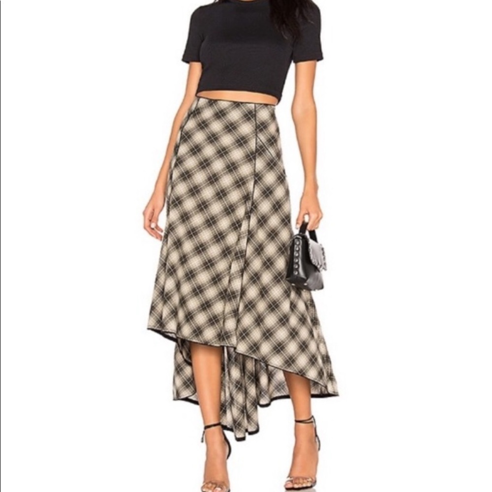 Free People Plaid Hi-Low Skirt